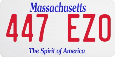 MA license plate 447EZ0