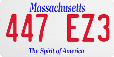 MA license plate 447EZ3
