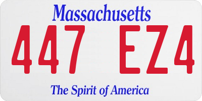 MA license plate 447EZ4