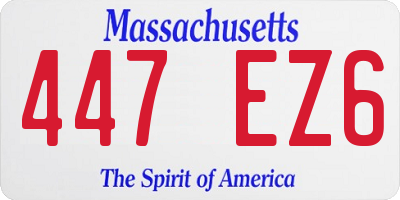 MA license plate 447EZ6