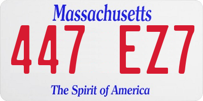 MA license plate 447EZ7