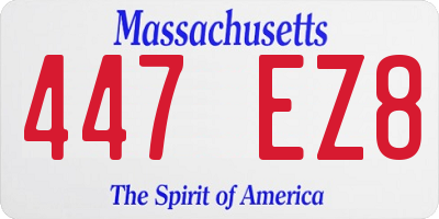 MA license plate 447EZ8