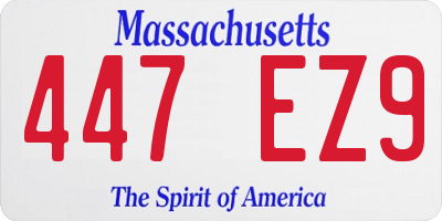 MA license plate 447EZ9