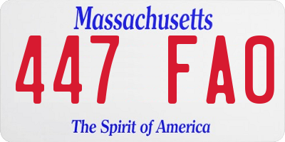 MA license plate 447FA0