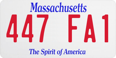 MA license plate 447FA1