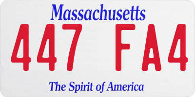 MA license plate 447FA4