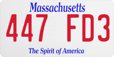 MA license plate 447FD3