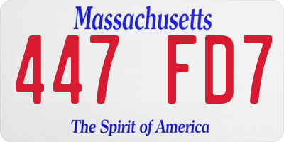MA license plate 447FD7