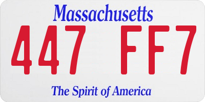 MA license plate 447FF7