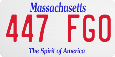 MA license plate 447FG0