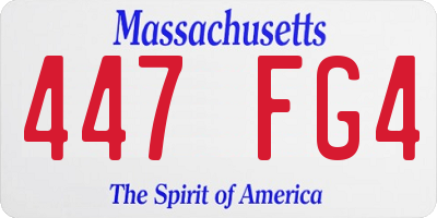 MA license plate 447FG4