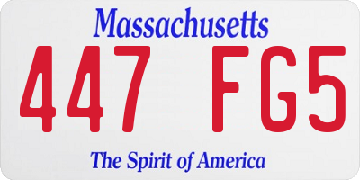 MA license plate 447FG5