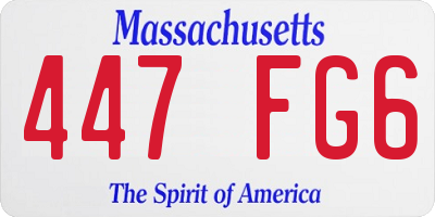 MA license plate 447FG6