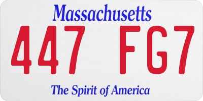 MA license plate 447FG7
