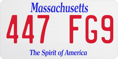 MA license plate 447FG9