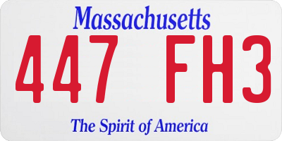 MA license plate 447FH3