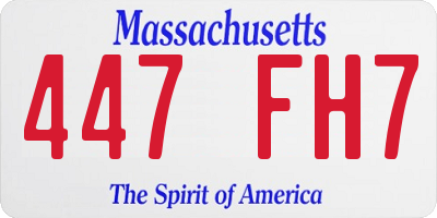 MA license plate 447FH7