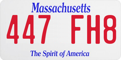 MA license plate 447FH8