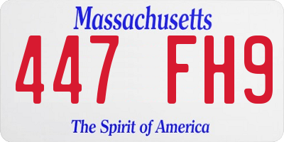 MA license plate 447FH9