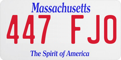 MA license plate 447FJ0