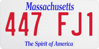 MA license plate 447FJ1