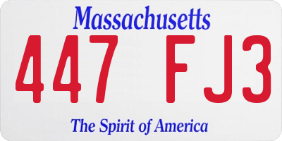 MA license plate 447FJ3