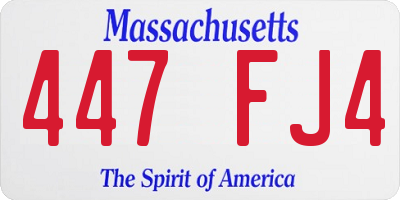 MA license plate 447FJ4