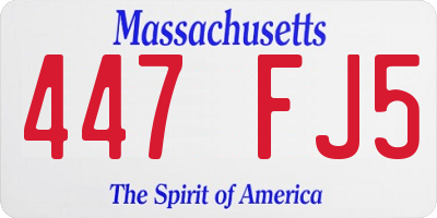 MA license plate 447FJ5