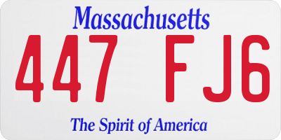 MA license plate 447FJ6