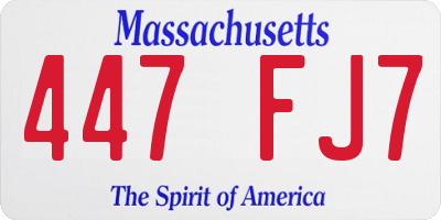 MA license plate 447FJ7
