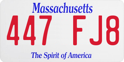 MA license plate 447FJ8