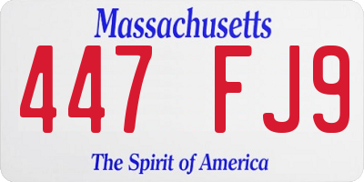 MA license plate 447FJ9