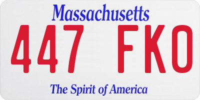 MA license plate 447FK0