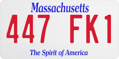 MA license plate 447FK1