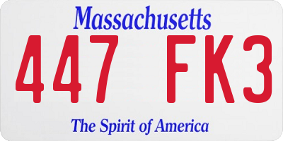 MA license plate 447FK3