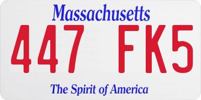 MA license plate 447FK5