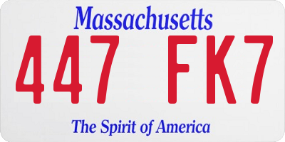 MA license plate 447FK7