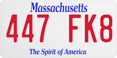 MA license plate 447FK8