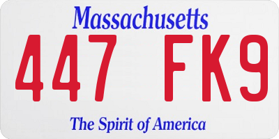 MA license plate 447FK9