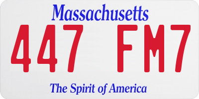 MA license plate 447FM7