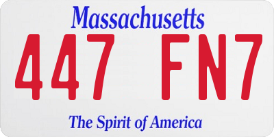 MA license plate 447FN7