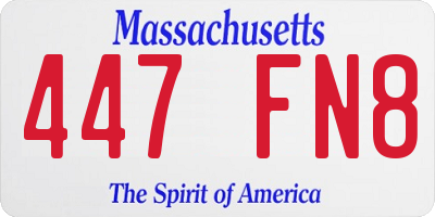 MA license plate 447FN8