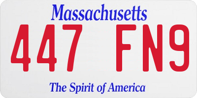 MA license plate 447FN9