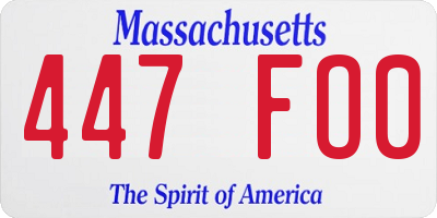 MA license plate 447FO0