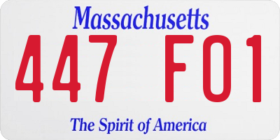 MA license plate 447FO1