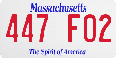 MA license plate 447FO2