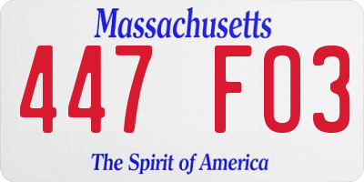 MA license plate 447FO3