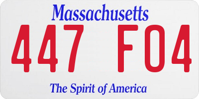 MA license plate 447FO4