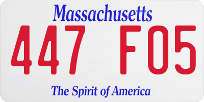 MA license plate 447FO5