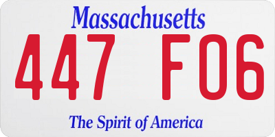 MA license plate 447FO6